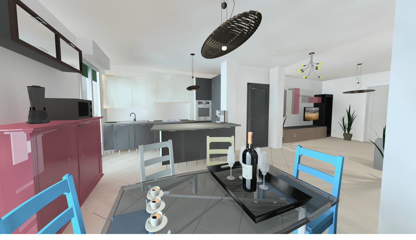 Render interni — zona giorno · Arma di Taggia