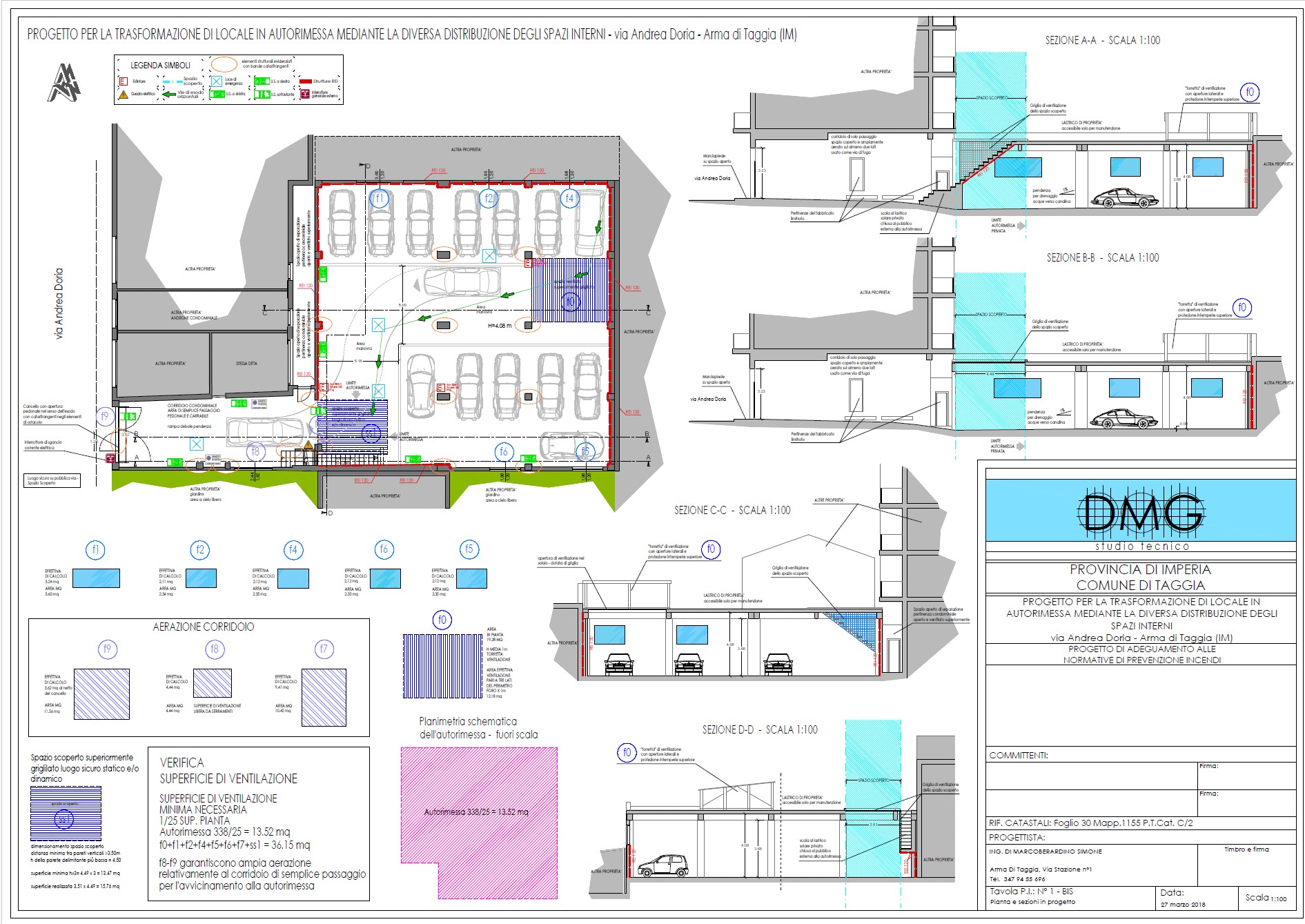 Progetto PI — autorimessa Via Andrea Doria, Arma di Taggia