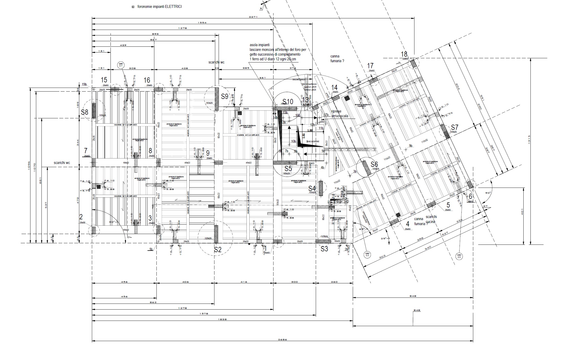 Tavola strutturale — pianta armature e foronomie